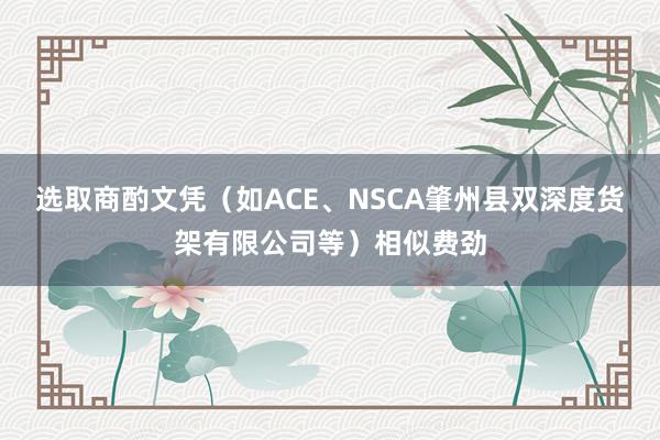 选取商酌文凭（如ACE、NSCA肇州县双深度货架有限公司等）相似费劲